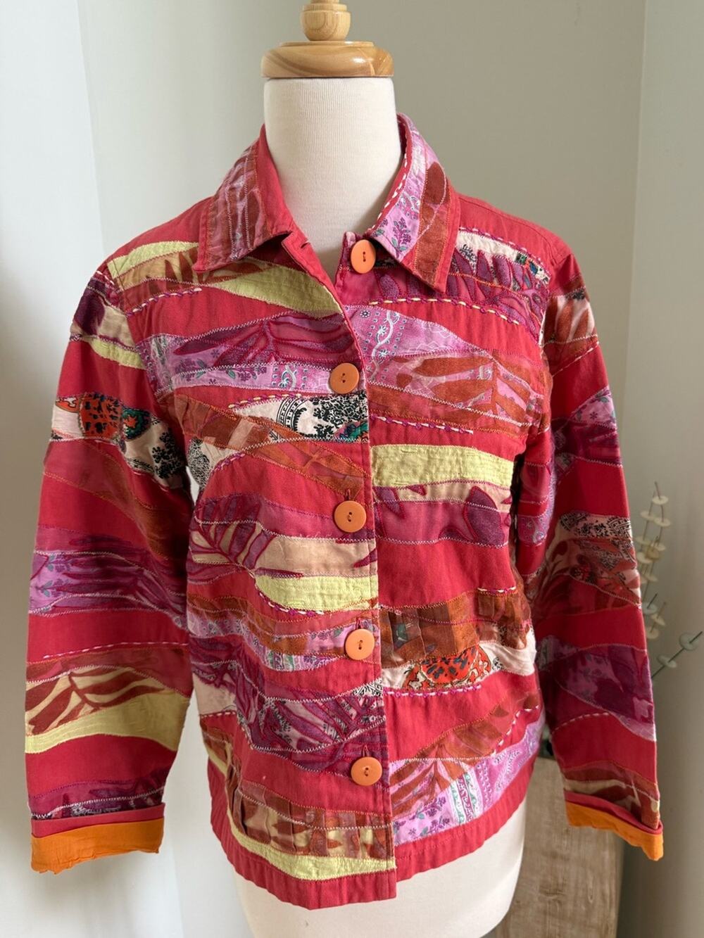 Vintage Coldwater Creek Patchwork Jacket XS Boho Cottagecore Y2K Lightweight